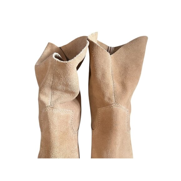 Schutz Tessie Suede Leather Western Boots Womens 9.5 B Tan Slouchy Block Heels - Picture 6 of 13